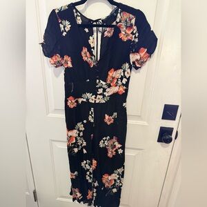 One Clothing Black Floral crop jumsuit